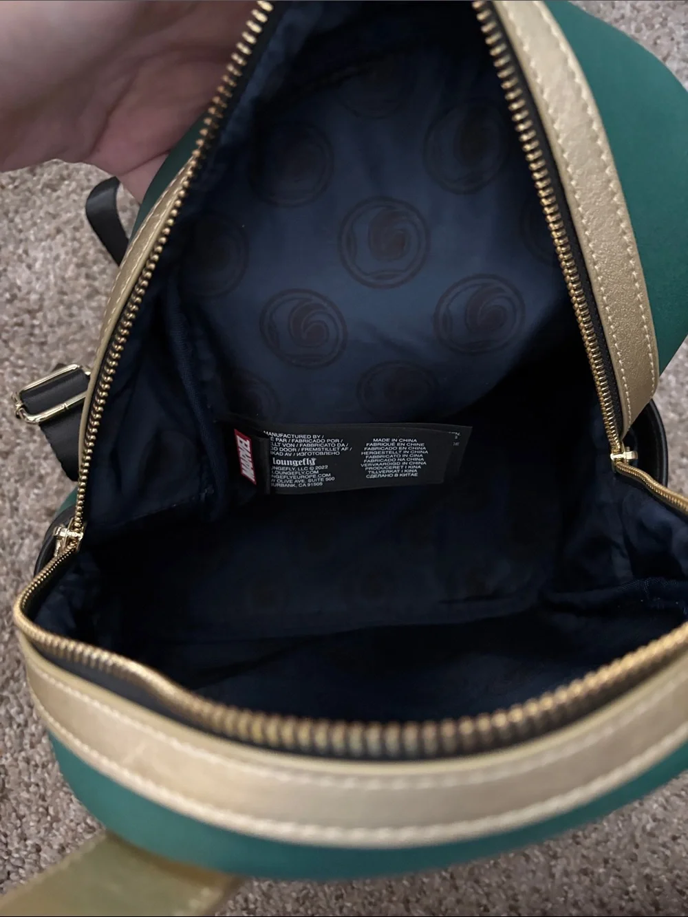 Loungefly Marvel Loki Mini Backpack in Gold, Green & Black